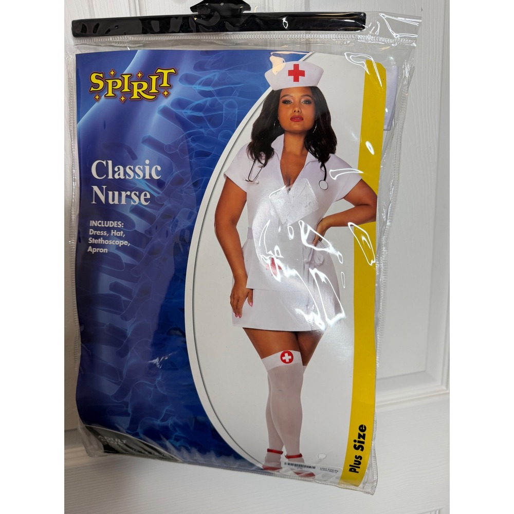 Spirit Halloween Classic Nurse Costume White Red Plus Size 1X 18-20